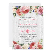 Rosa Rústico Moda floral rosa Boda de madera blanc