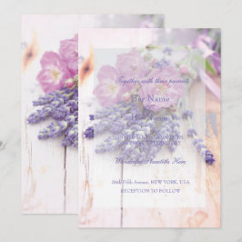 Invitación Rosa salvaje y Boda de flores de verano de lavanda
