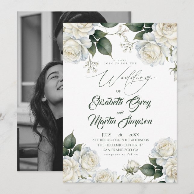 Invitación Rosa Salvia y Boda Blanca (Anverso / Reverso)