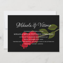 Invitación Rosa sangriento elegante boda gótico negro