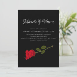 Invitación Rosa sangriento elegante boda gótico negro