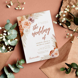 Invitación Rosa silenciado Pampas Terracotta Boho Boda de fot