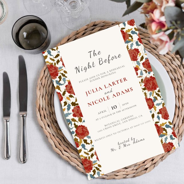 Invitación Rosa silvestre Floral Garden Ensayo Cena (Subido por el creador)