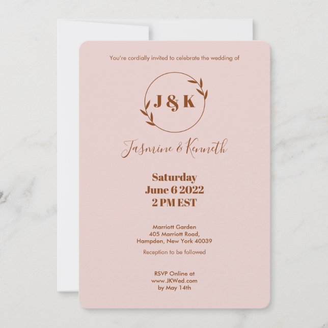 Invitación Rosa Simple (Anverso)