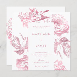 Invitación Rosa simple Boda floral elegante dorado