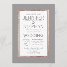 Rosa simple Boda gris pizarra dorada