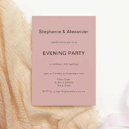Invitación Rosa  simple Boda rosa Fiesta nocturno