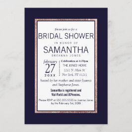 Invitación Rosa simple con ducha azul de novia de la marina d