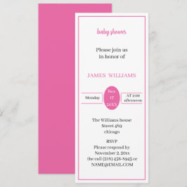 Invitación Rosa simple de Baby Shower personalizado