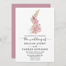 Rosa simple de pampas floral de hierba y Boda púrp