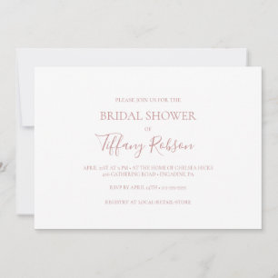 Invitación Rosa simple  Oro Ducha Bridal Horizontal