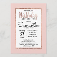 Rosa simple oro Rubor Guión de pincel rosado Cumpl