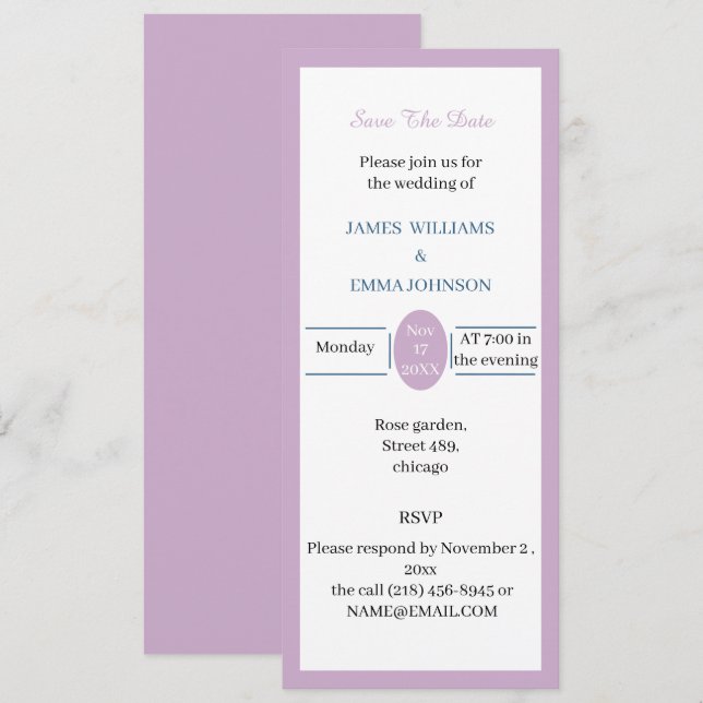 Invitación Rosa simple personalizado Guardar la fecha (Anverso / Reverso)