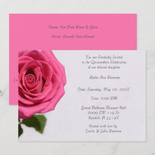 Invitación Rosa simple Quinceañera