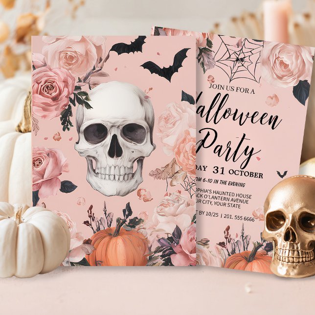 Invitación Rosa Skull Halloween (Subido por el creador)