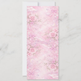 Invitación Rosa Soñador Floral Perlas Lazos Brillo Pastel