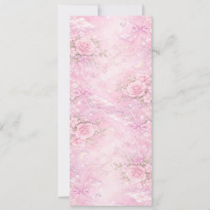 Invitación Rosa Soñador Floral Perlas Lazos Brillo Pastel