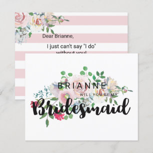 Invitación Rosa Sonrojada Acuarela ¿Serás Mi Dama de Honor