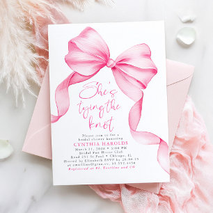 Invitación Rosa Sonrojado con Lazo Ella Está Casándose Desped