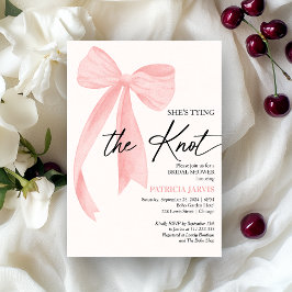 Invitación Rosa Sonrojado Lazo Ella Está Casándose Despedida