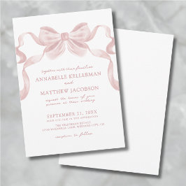 Invitación Rosa Sonrojado Lindo Lazo Elegante Boda