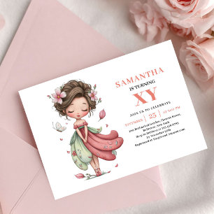 Invitación Rosa Sonrosado Cumpleaños de la Chica H