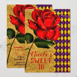 Invitación Rosa Sparkle Red Storybook Beauty Sweet 16