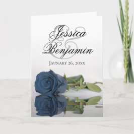Invitación Rosa Steel Blue Elegant Romantic Photo Boda