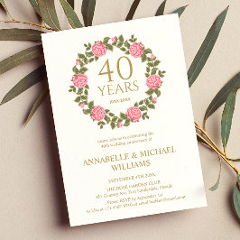 Invitación ROSA SUAVE GARLAND RUBY ANIVERSARIO 40.º Boda