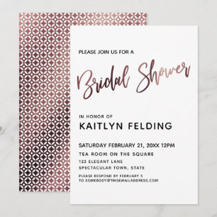 Invitación Rosa suave Ombre Ombre Bridal Shower Typografía