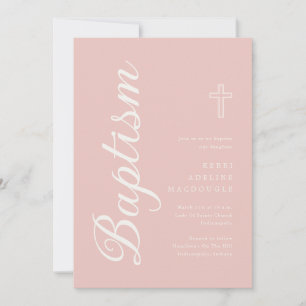 Invitación Rosa suave oro elegante marfil bautizo