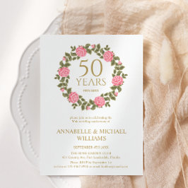 Invitación ROSA SUFT GARLAND 50 ANIVERSARIO Boda DE ORO