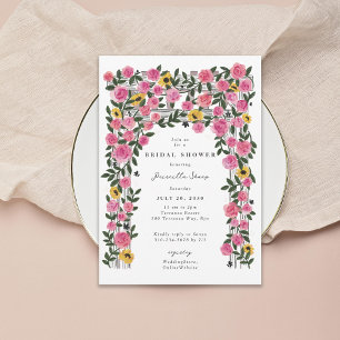 Invitación Rosa Sunflower Trellis Spring Garden Bridal Shower