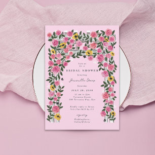 Invitación Rosa Sunflower Trellis Spring Garden Bridal Shower