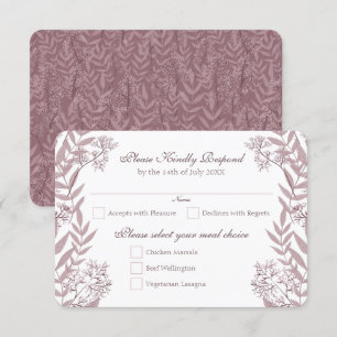 Invitación Rosa Taupe Boda Vintage Botánico