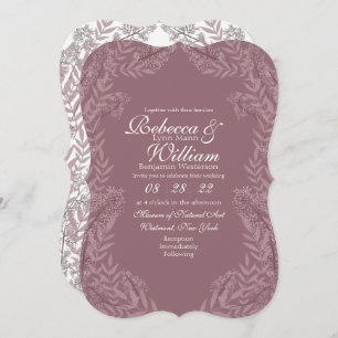 Invitación Rosa Taupe Boda Vintage Botánico
