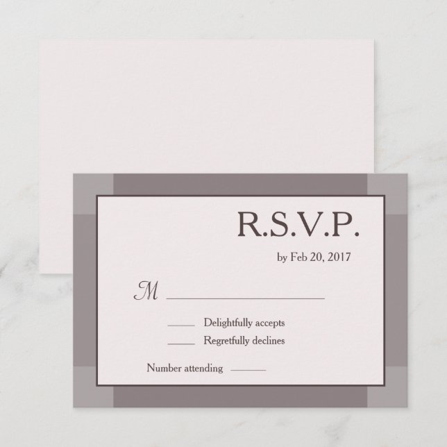 Invitación Rosa taupe gris lila moderna boda RSVP (Anverso / Reverso)