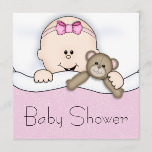 Invitación Rosa Teddy Bear Baby Shower