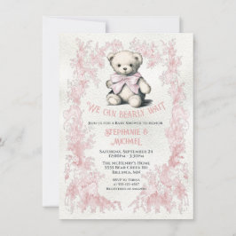 Invitación Rosa Teddy Bear Toile acuático acuático ducha de b