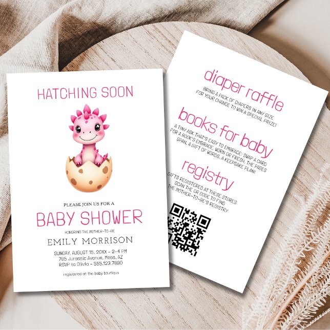 Invitación Rosa todo en un dinosaurio y pronto Baby Shower (Subido por el creador)