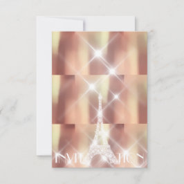 Invitación Rosa Torre Eiffel Torre Paris Sparkly Stars Copper