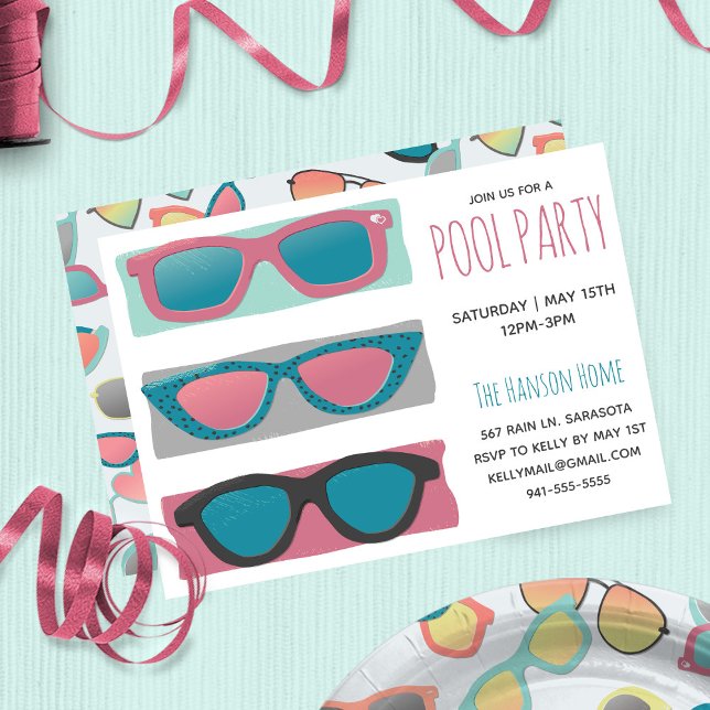 Invitación rosa trío de gafas de sol (Subido por el creador)