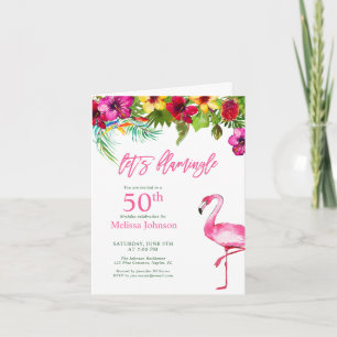 Invitación Rosa tropical brillante Vamos Flamingo 50 cumpleañ