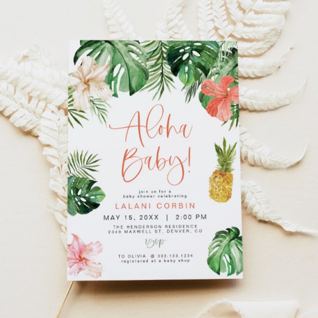 Invitación Rosa tropical LALANI Hibiscus Luau Baby Shower (Subido por el creador)