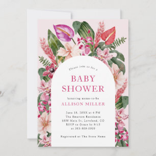 Invitación Rosa Tropical para Baby Shower
