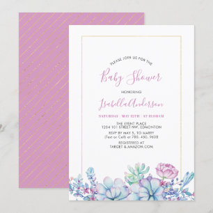 Invitación Rosa   Tropical Succulical Summer Baby Shower