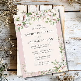 Invitación Rosa turbio boda de acuarela floral