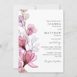Invitación Rosa turbio Boda de código QR floral transparente