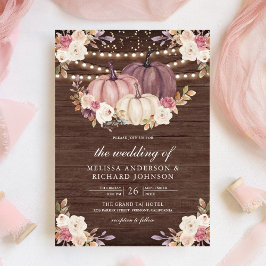 Invitación Rosa turbio calabaza rosa marfil Boda de madera fl