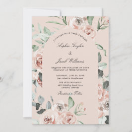 Invitación Rosa turbio de vegetación floral rosa Eucalyptus B